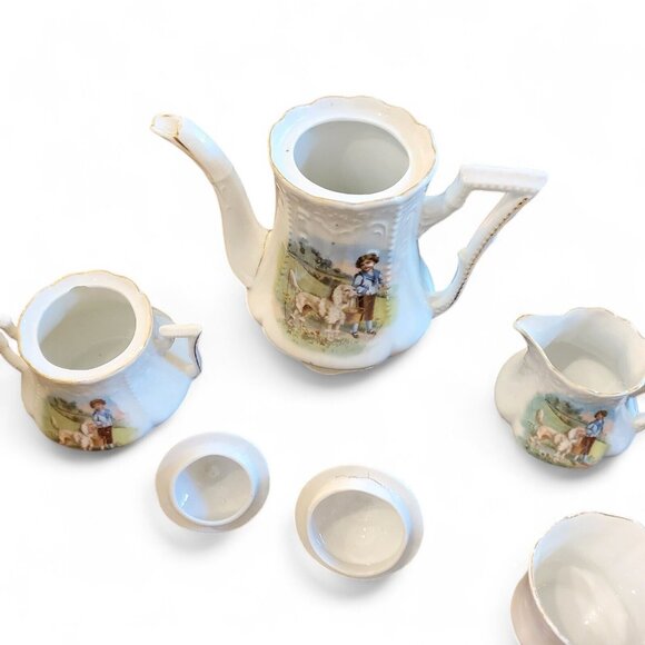 Antique 22-Piece Child Tea Set with Animal Scenes, German Victorian 1880s‎ *See - Picture 11 of 16